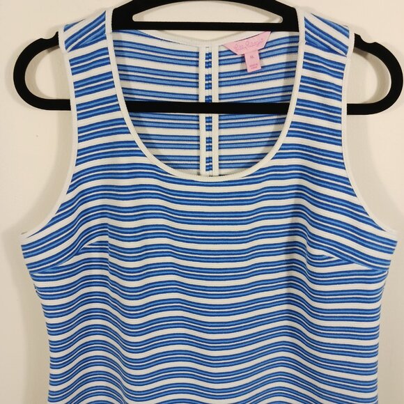 Lilly Pulitzer, Lyla Shift Dress Bay Blue Ottoman Stripe #16817 Sz XL Sleeveless - Picture 7 of 15